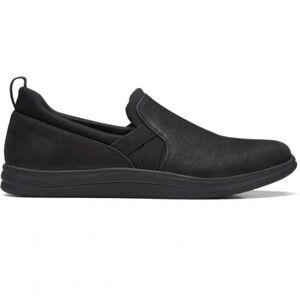 Clarks Breeze Bali Black Faux Suede Slip On Shoes Women's Size 7.5